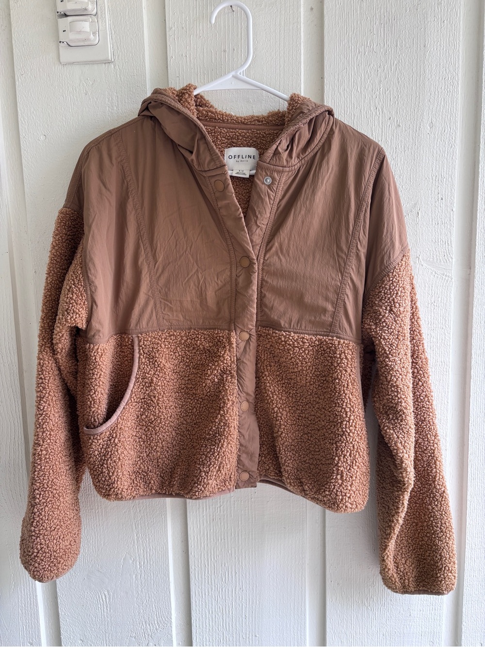 OFFLINE by Aerie Sherpa-Lined Hooded Jacket in Dusty Mauve